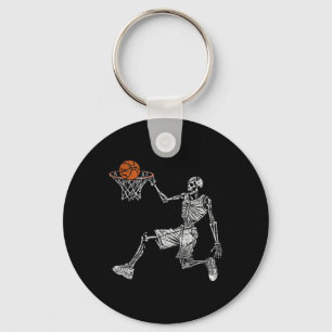 Skeleton Halloween Basketball Player Basketballer  Key Ring