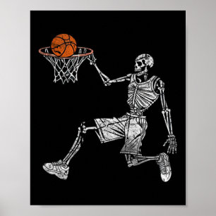Skeleton Halloween Basketball Player Basketballer Poster