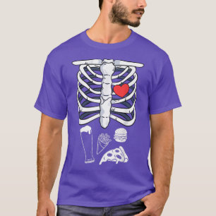 Skeleton Halloween Beer Pizza French Fries Burger T-Shirt
