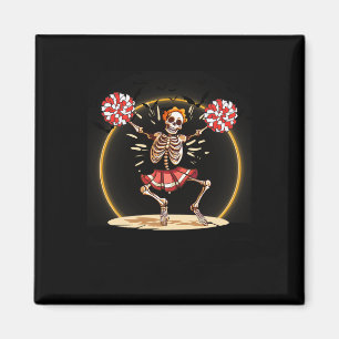 Skeleton Halloween Cheer Skeleton Cheerleader Magnet
