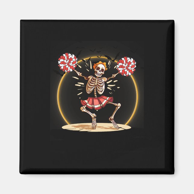 Skeleton Halloween Cheer Skeleton Cheerleader  Magnet (Front)