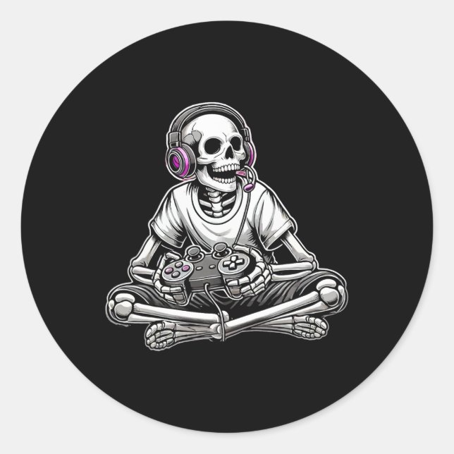 Skeleton Halloween  Classic Round Sticker (Front)