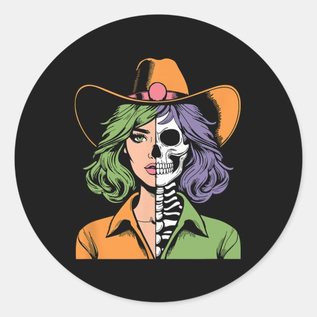 Skeleton Halloween  Classic Round Sticker (Front)