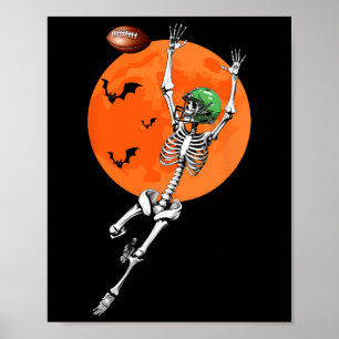 Skeleton Halloween Football Player Poster