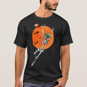 Skeleton Halloween Football Player T-Shirt