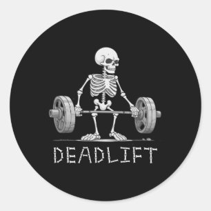 Skeleton Halloween Funny Weight Lifting Costume  Classic Round Sticker