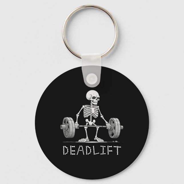 Skeleton Halloween Funny Weight Lifting Costume  Key Ring (Front)