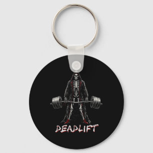 Skeleton Halloween Gym Jokes Weightlifting Workout Key Ring