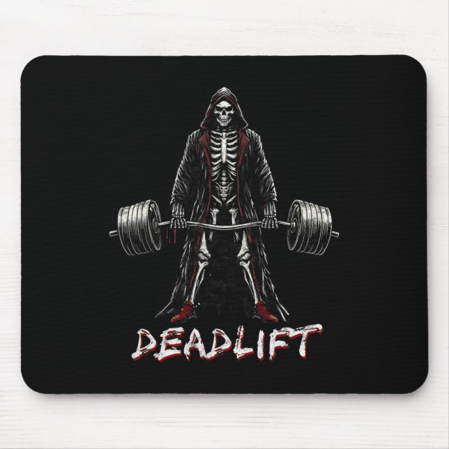 Skeleton Halloween Gym Jokes Weightlifting Workout Mouse Pad (Front)