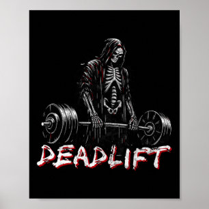 Skeleton Halloween Gym Jokes Weightlifting Workout Poster