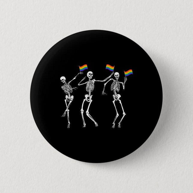 Skeleton Halloween Lgbt Flag Skeleton Gay Pride Mo 6 Cm Round Badge (Front)
