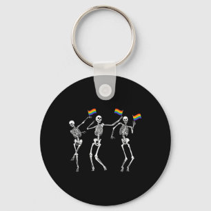 Skeleton Halloween Lgbt Flag Skeleton Gay Pride Mo Key Ring