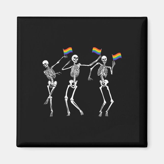 Skeleton Halloween Lgbt Flag Skeleton Gay Pride Mo Magnet (Front)
