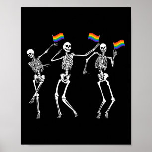 Skeleton Halloween Lgbt Flag Skeleton Gay Pride Mo Poster