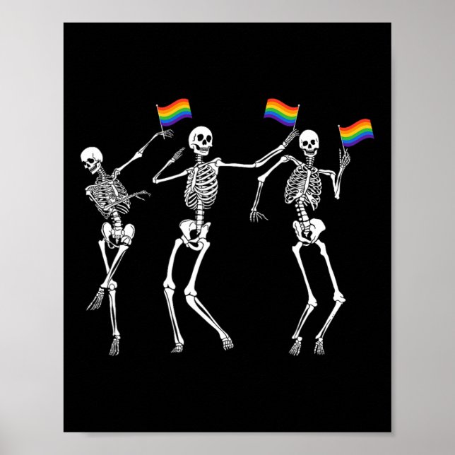 Skeleton Halloween Lgbt Flag Skeleton Gay Pride Mo Poster (Front)