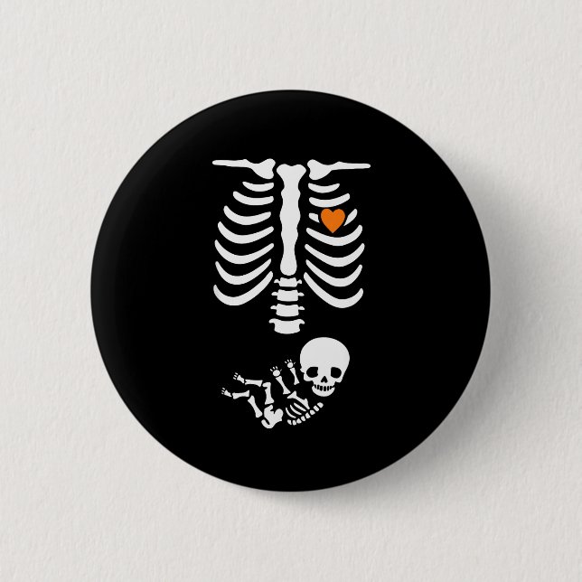 Skeleton Halloween Maternity Funny Pregnancy 2025  6 Cm Round Badge (Front)