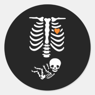 Skeleton Halloween Maternity Funny Pregnancy 2025 Classic Round Sticker