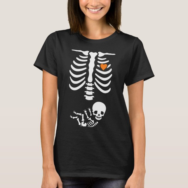 Skeleton Halloween Maternity Funny Pregnancy 2025  T-Shirt (Front)