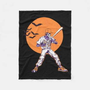 Skeleton Halloween Men Boys Baseball Halloween Fleece Blanket