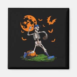Skeleton Halloween Men Boys Baseball Spooky Season Magnet