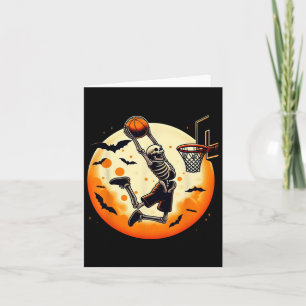 Skeleton Halloween Men Boys Basketball Halloween Card