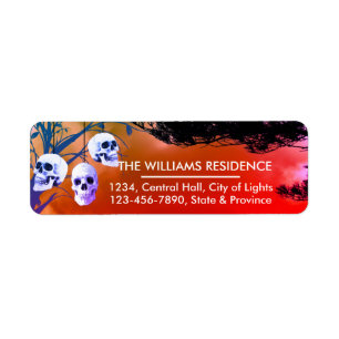 Skeleton Halloween Party Freaky Night Red Return Address Label