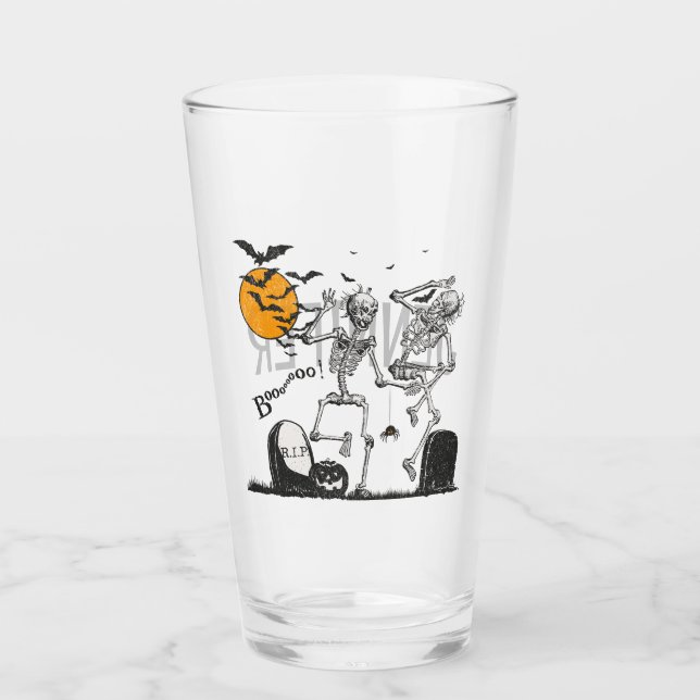 Skeleton Halloween party Glass (Front)