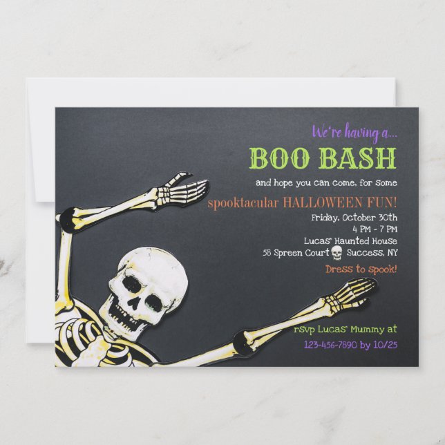 Skeleton Halloween Party Invitation (Front)