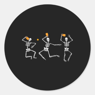 Skeleton Halloween Pickleball Classic Round Sticker