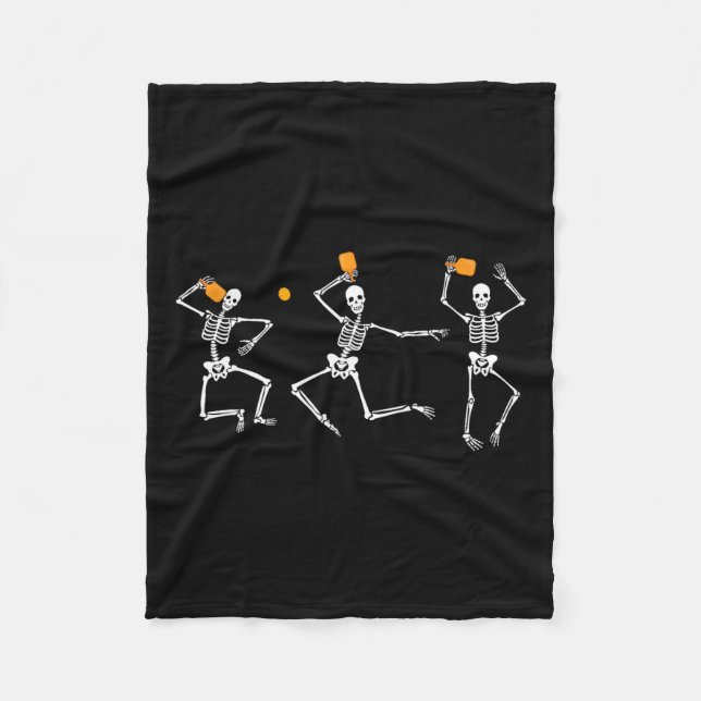 Skeleton Halloween Pickleball  Fleece Blanket (Front)