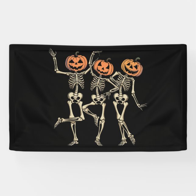 Skeleton Halloween Pumpkin Fall Spooky Season  Banner (Horizontal)