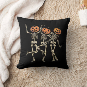 Skeleton Halloween Pumpkin Fall Spooky Season Cushion