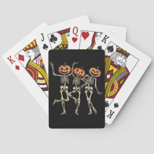 Skeleton Halloween Pumpkin Fall Spooky Season Playing Cards