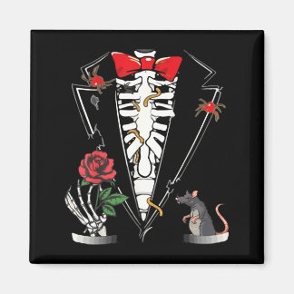 Skeleton Halloween Shirt Funny Tuxedo Shirt With Magnet