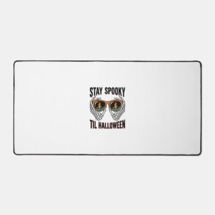 Skeleton Halloween Shirt with Witch Shades Vintage Desk Mat