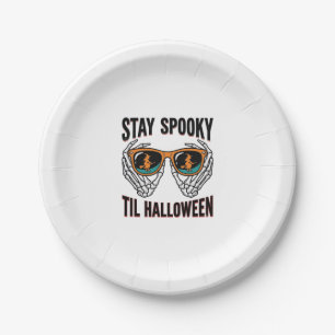 Skeleton Halloween Shirt with Witch Shades Vintage Paper Plate