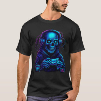 Skeleton Halloween Skull Gamer Spooky Pumpkin game T-Shirt