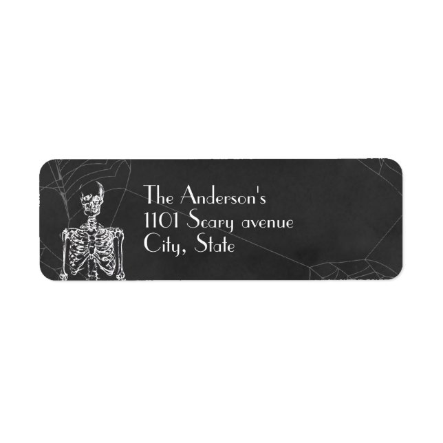 Skeleton Halloween Spider Web Return Address Label (Front)