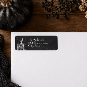 Skeleton Halloween Spider Web Return Address Label