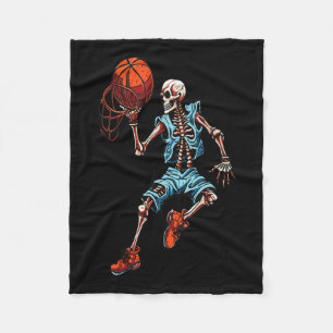 Skeleton Halloween Spooky Dunking Skull Costume  Fleece Blanket