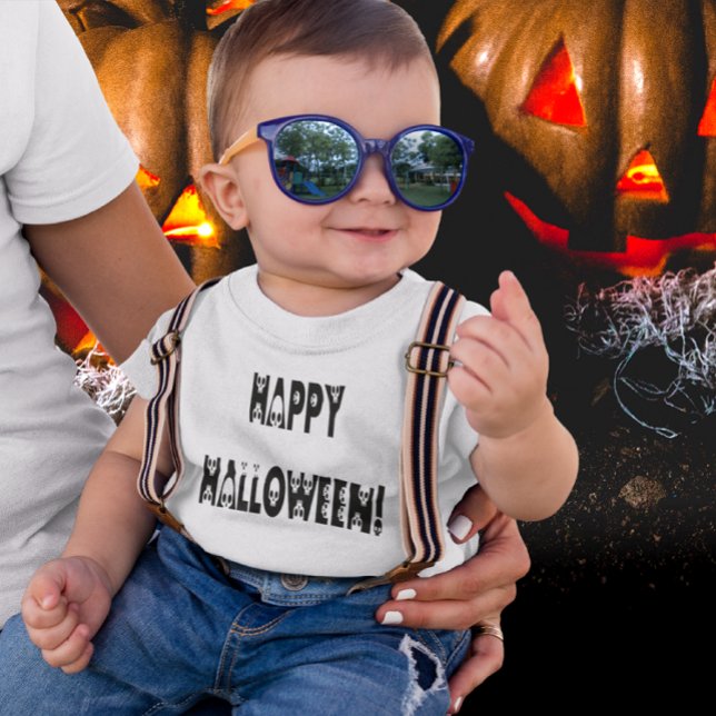 Skeleton Halloween Text Baby T-Shirt (Skeleton Halloween Text Baby T-Shirt)