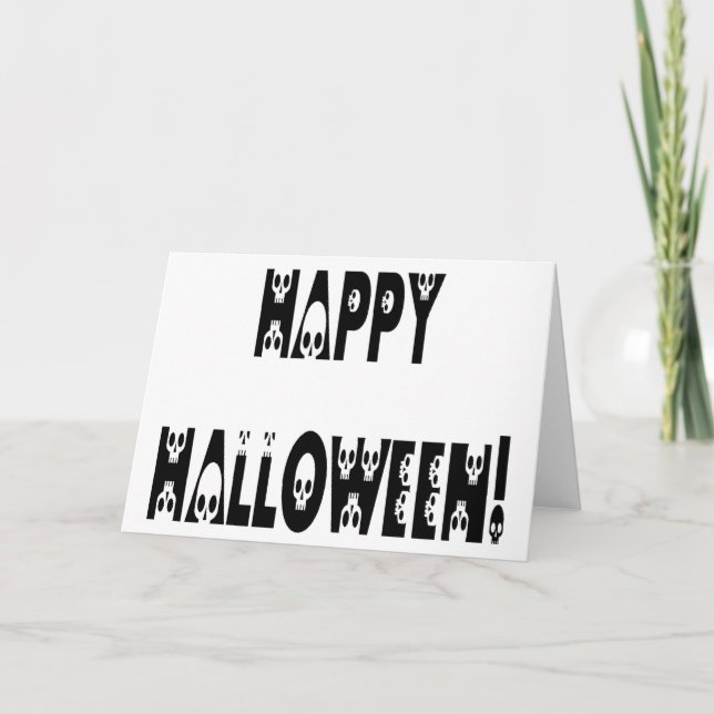Skeleton Halloween Text Card (Front)