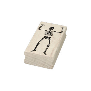 Skeleton Halloween Wood Art Stamp