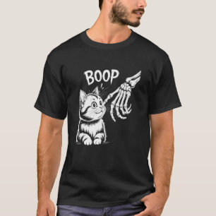 Skeleton Hand Boop Cat Funny Cute Cat Lover T-Shirt