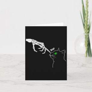 Skeleton Hand Boop On A Cats Nose Funny Halloween Card
