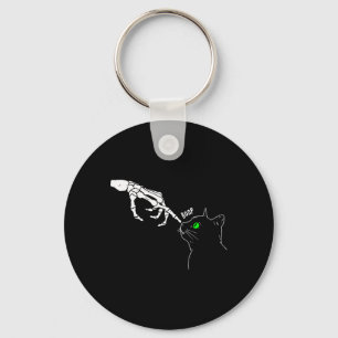Skeleton Hand Boop On A Cat's Nose Funny Halloween Key Ring