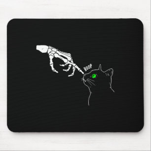 Skeleton Hand Boop On A Cat's Nose Funny Halloween Mouse Pad