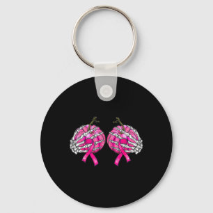 Skeleton Hand Breast Pumpkin Breast Cancer Hallowe Key Ring