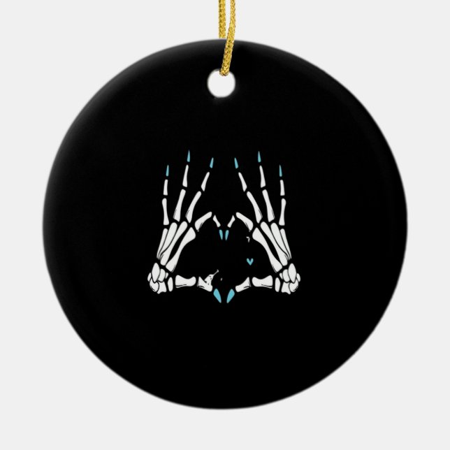 Skeleton Hand Classic Halloween Ceramic Ornament (Front)