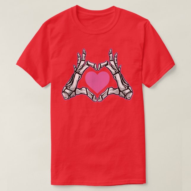 Skeleton Hand Fan Heart Bones Costume Funny Hallow T-Shirt (Design Front)